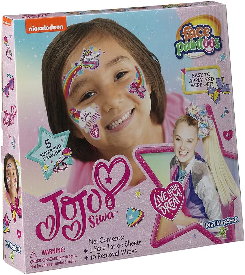Face Paintoos — JoJo Siwa — Face Design for a Face Paint Alternative — for Kids Ages 4+