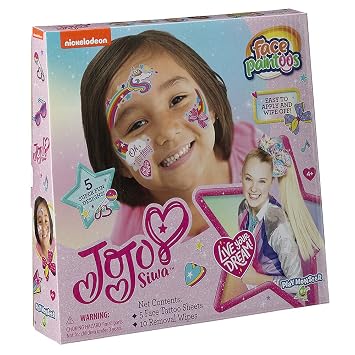 Face Paintoos JoJo Siwa Face Design for a Face Paint Alternative for Kids Ages 4+