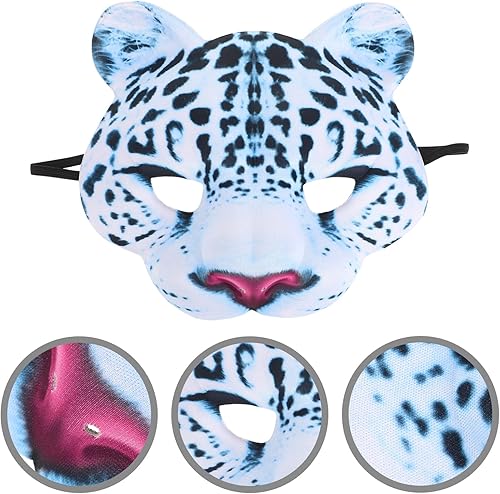 Miniatura 8 de Máscara de leopardo para Halloween, disfraz de zoológico, animal, EVA, media cara, leopardo, nieve, Pascua, carnaval, fiesta, mascarada, suministros