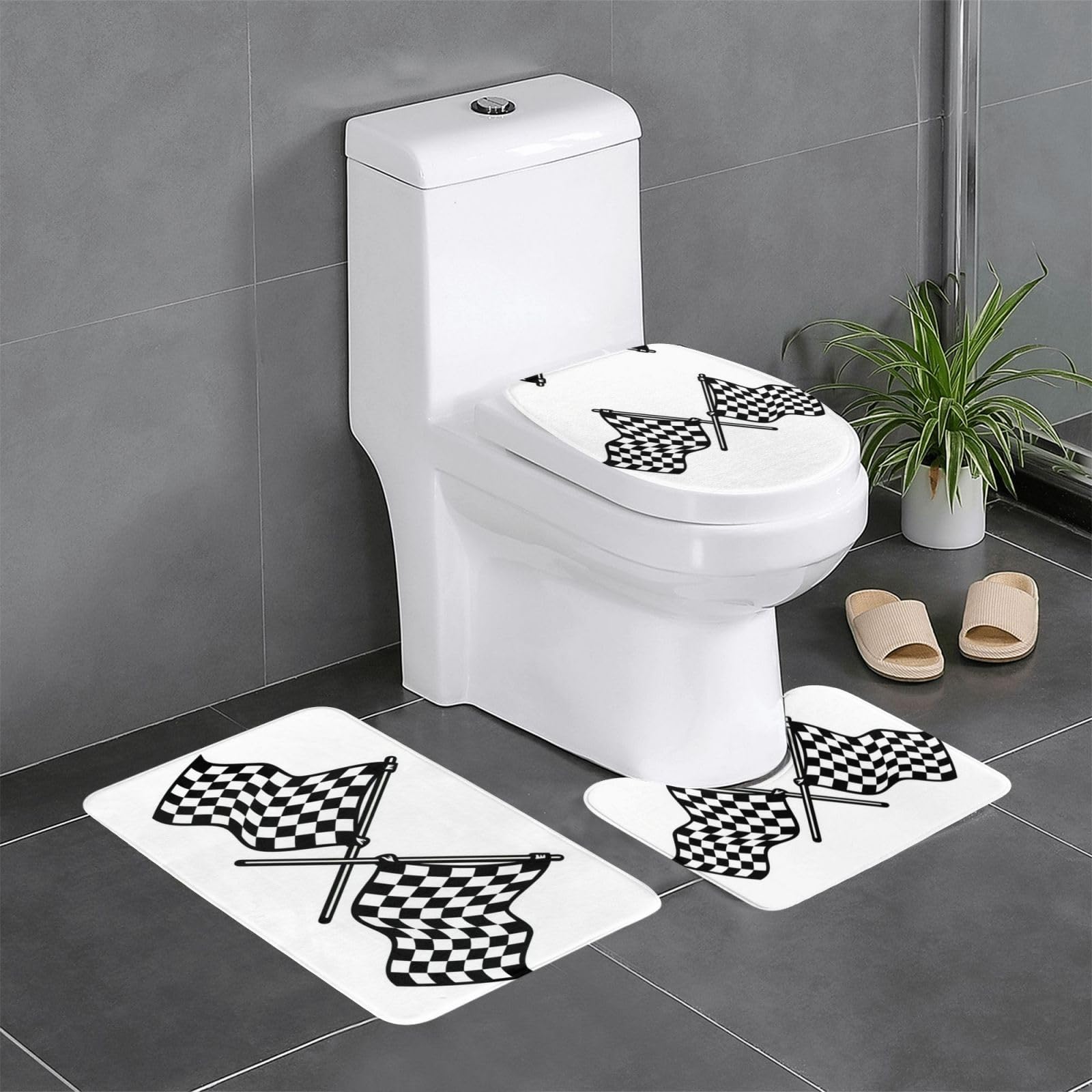 Tapis de bain absorbants haut de gamme à carreaux de course pour l'hôtellerie moderne