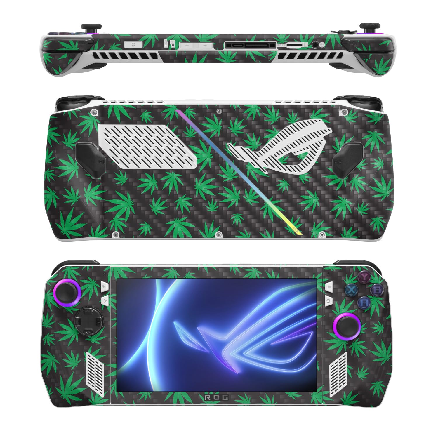 MightySkins Carbon Fiber Skin Compatible with Asus ROG Ally - Marijuana | Protective, Durable Textured Carbon Fiber Finish | Easy to Apply, Remove, and Change Style