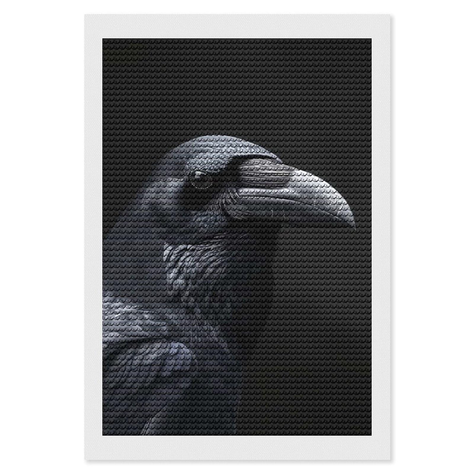Junmoney Crow Diamond Art Canvas 8"x12", for Family Craft Time, Creative Leisure Activity, Living Room Decor, Festive Craft Gift