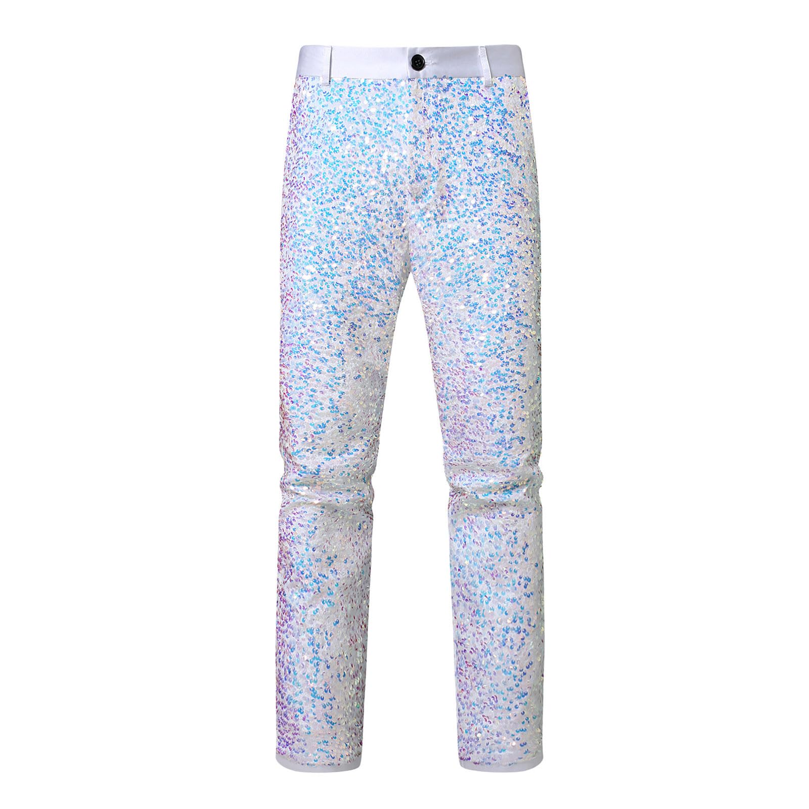 Generisch Tuta da uomo, 2 pezzi, costume da discoteca, carnevale, giacca e pantaloni lucidi, set metallizzati, con brillantini, slim fit, brillante, tuta formale