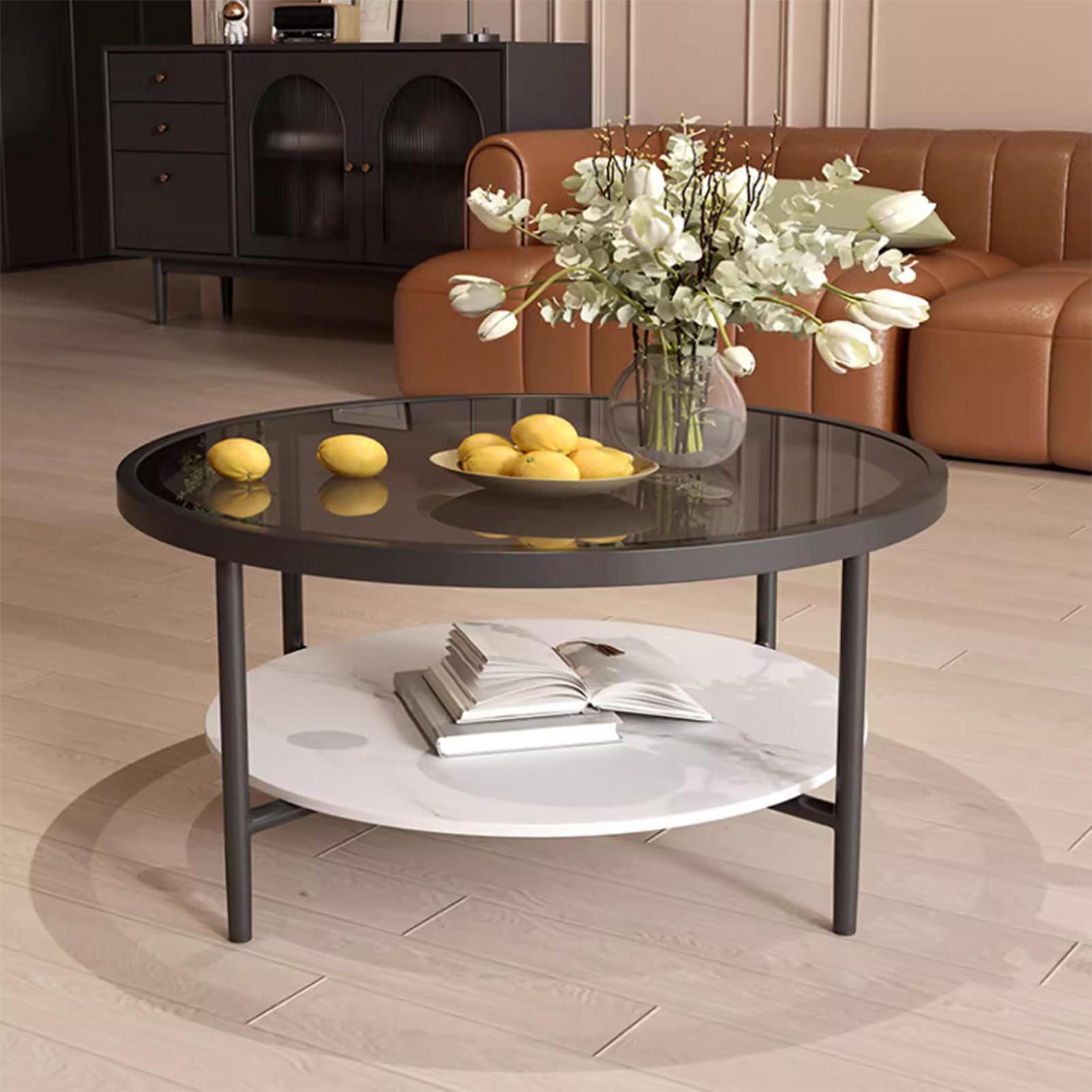 Amazon.co.jp: ガラスコーヒーテーブル、強化ガラステーブルトップと岩