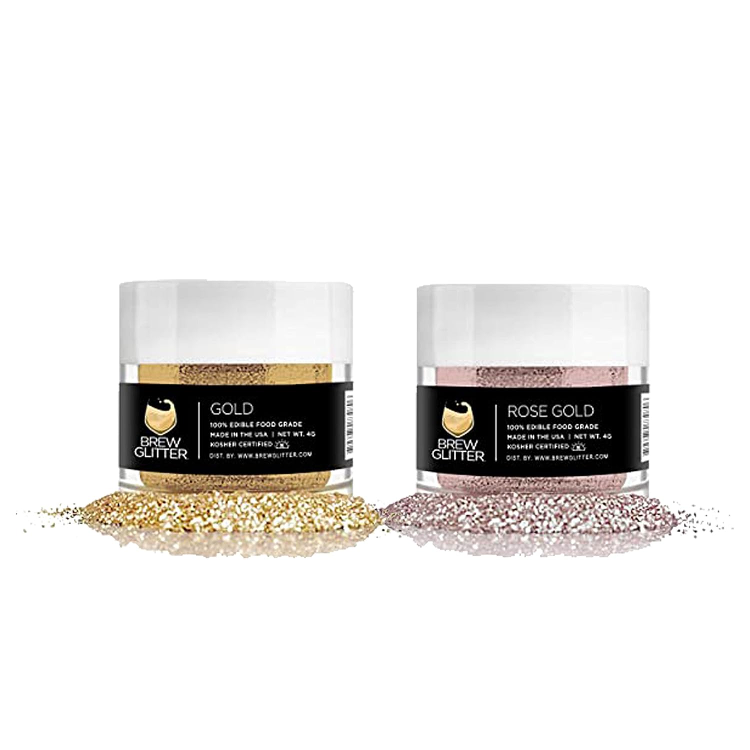 Brew Glitter Rose Gold Edible Glitter and Gold Edible Glitter, 100 Edible Glitter
