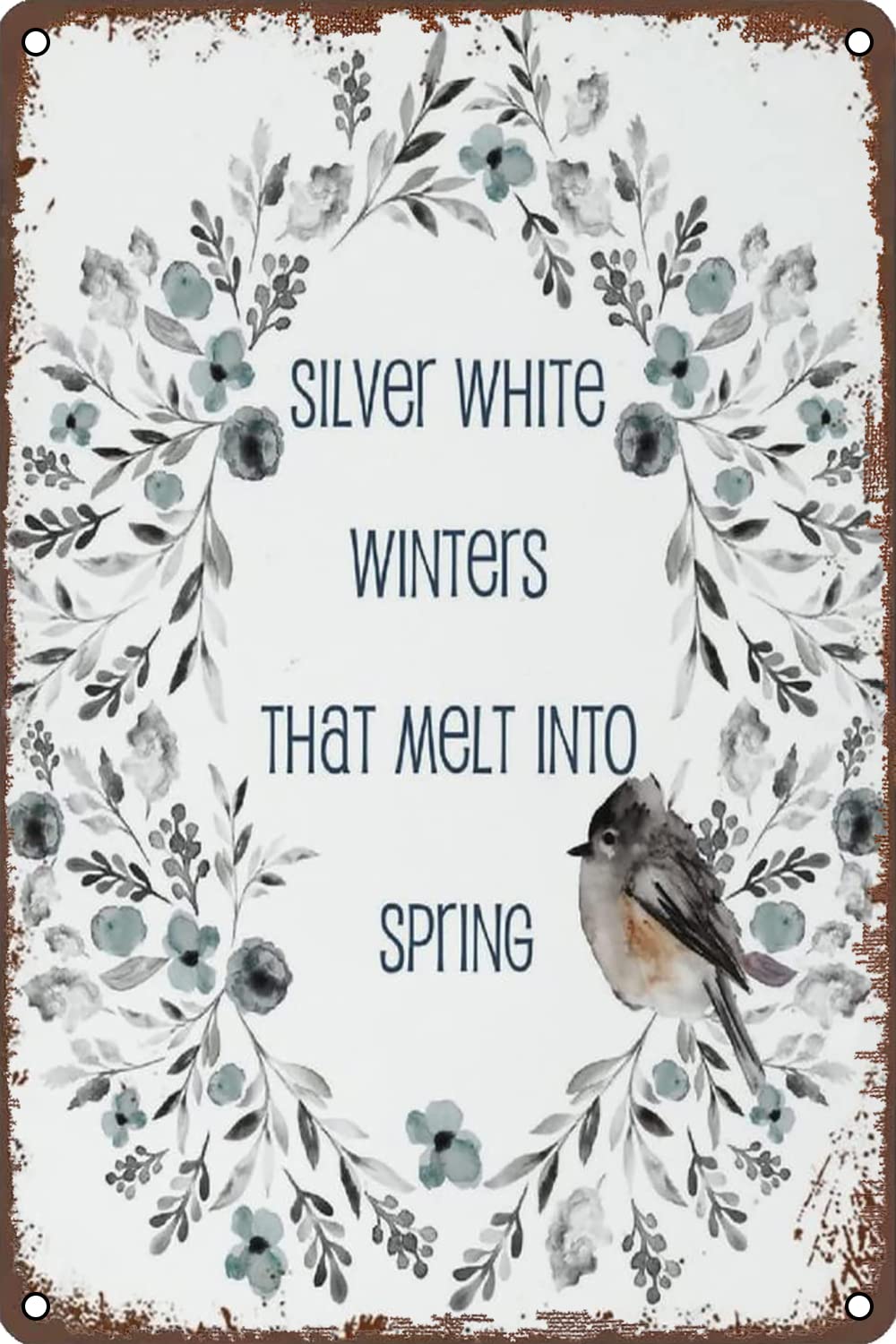 Snapklik.com : Funny Vintage Tin Metal Sign Silver White Winters That