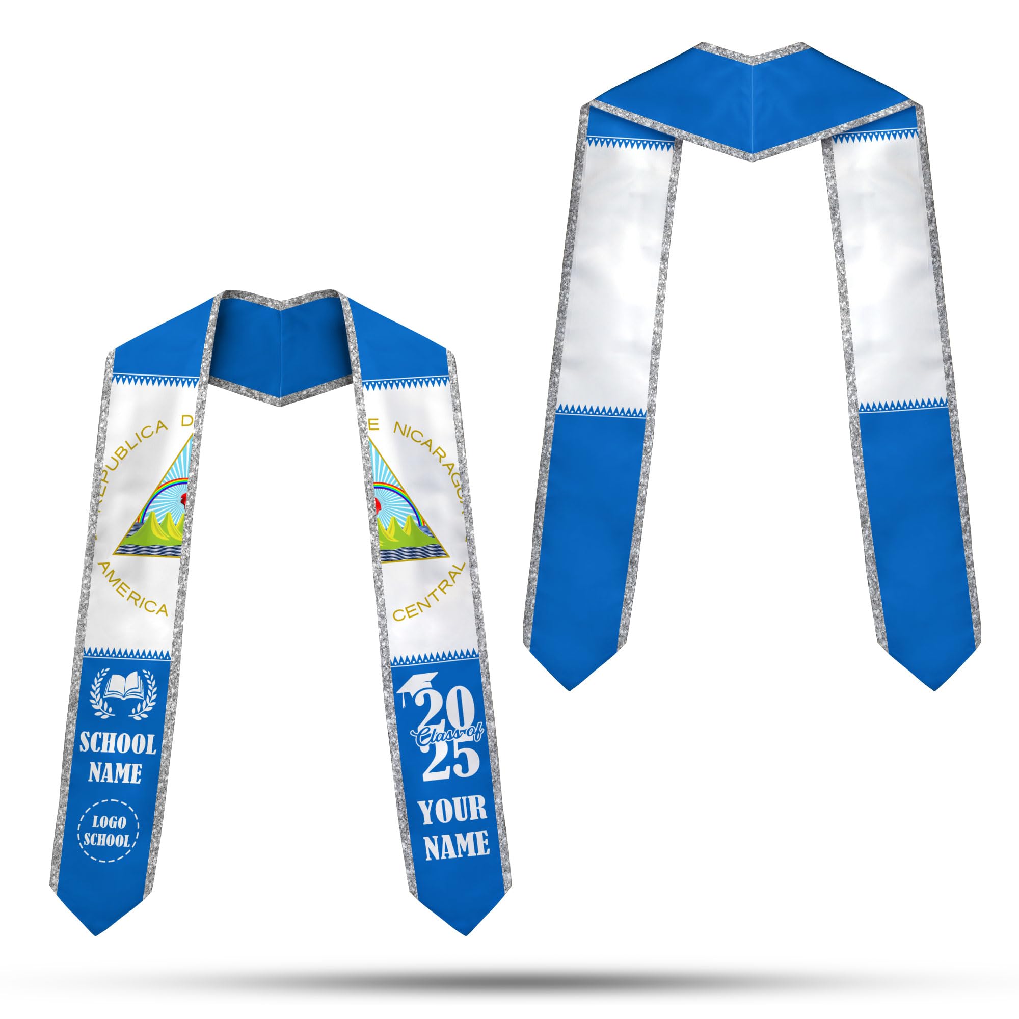 MonkeyVan Personalized Nicaragua Graduation Stole Sash 2025, Custom Nicaraguan Graduation Sash, Congratulation Gifts 2025 Nicaragua14