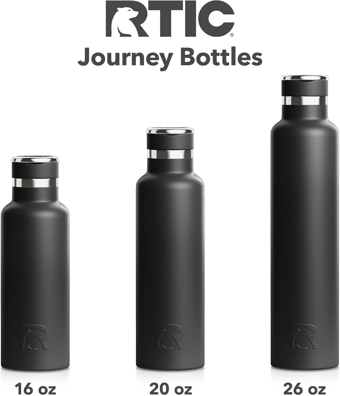 RTIC 20oz Journey Water Bottle Ceramic Lined Metal Stainless Steel Vacuum Insulated, BPA Free, Reusable, for Water, Hot and Cold Drinks, Travel, Sports, Camping, Black - Image 7