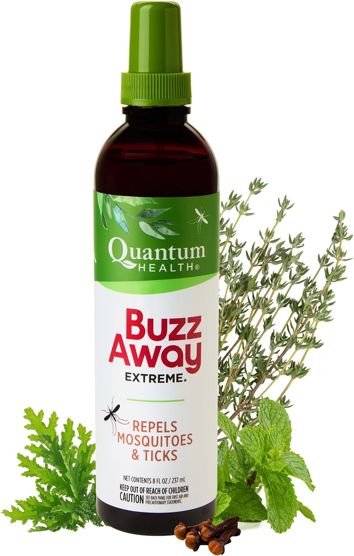 Health Buzz Away Extreme Tick & Mosquito Repellent DEET Free Peppermint & Citronella Oil Outdoor Bug Spray Powerful Plants Repel Bugs Off Your Skin, Kids Safe Insect Repellent- 8 Ounce