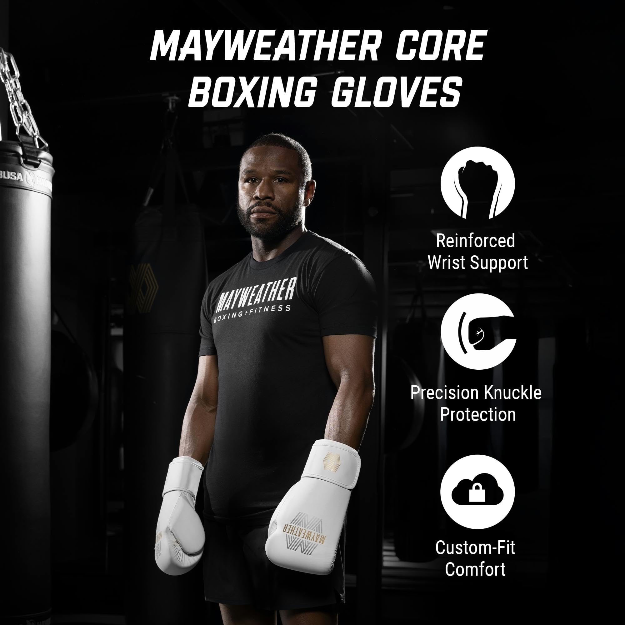 Mayweather Core Boxing Gloves for Men, Women – Lightweight, Durable Training Gloves for Boxing, Sparring, and Heavy Bag Work