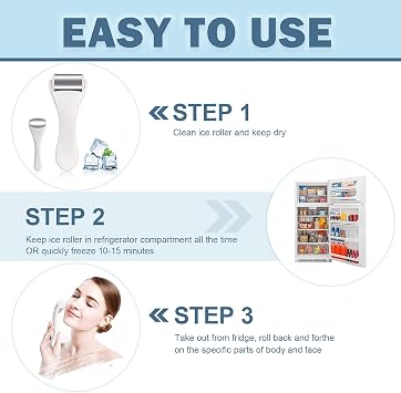 LAIKME Ice Roller for Body & Face, 2PCS Facial & Eye Massager Roller - Tighten Pores, Migraine & Pain Relief, Eye Puffiness Relief for Women and Men