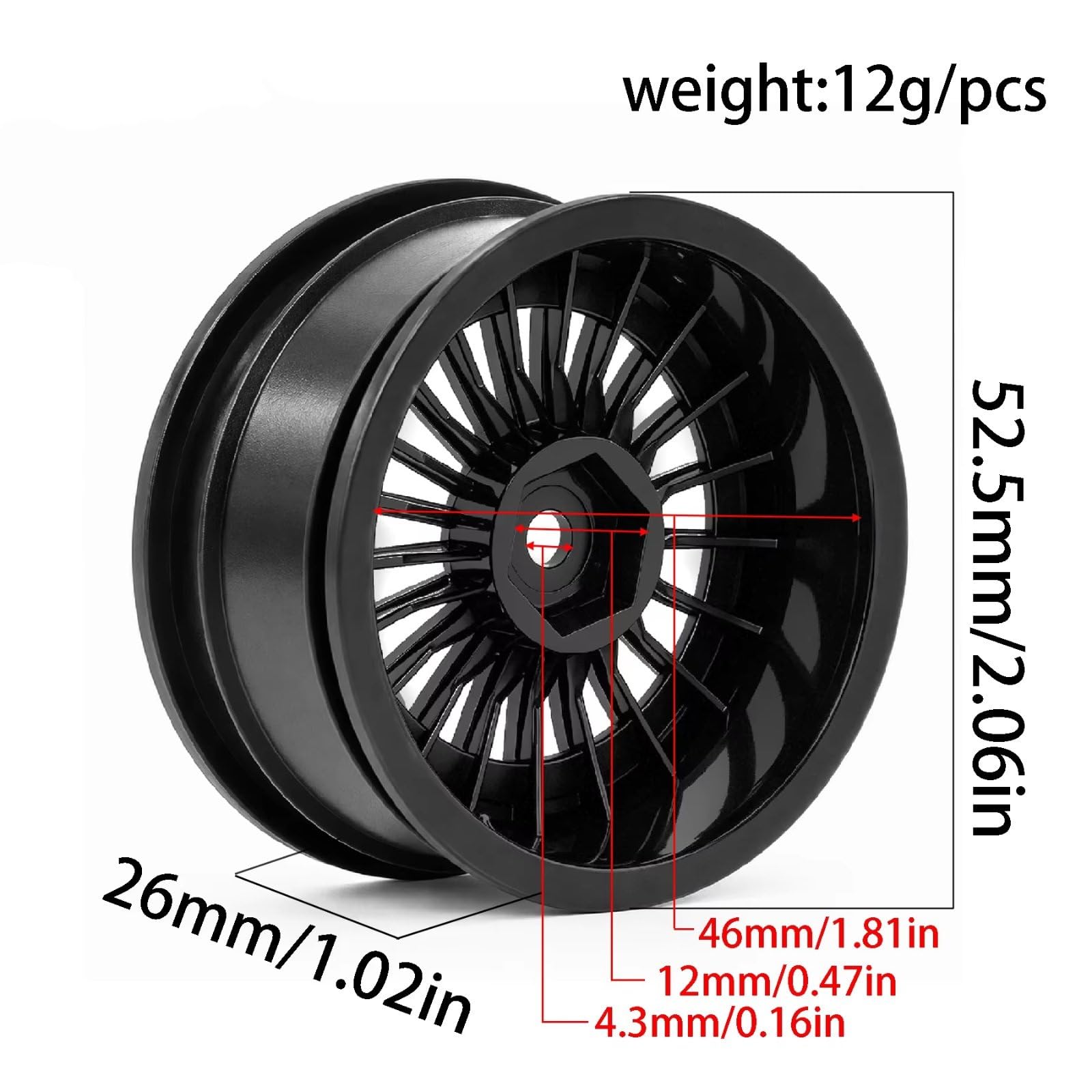 Cerchioni Plastica Per Tamiya Per Racing 1/10 Su Per Strada Autos