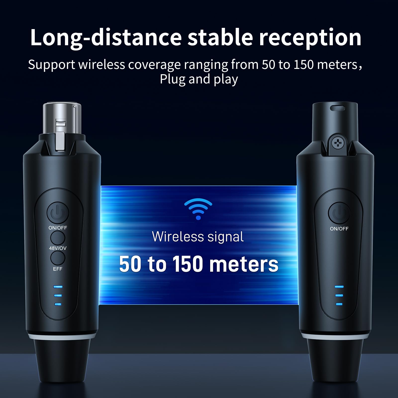 Microphone sans fil XLR 2,4 GHz émetteur récepteur 1 à 1 pour microphone dynamique et à condensateur 50-100 m