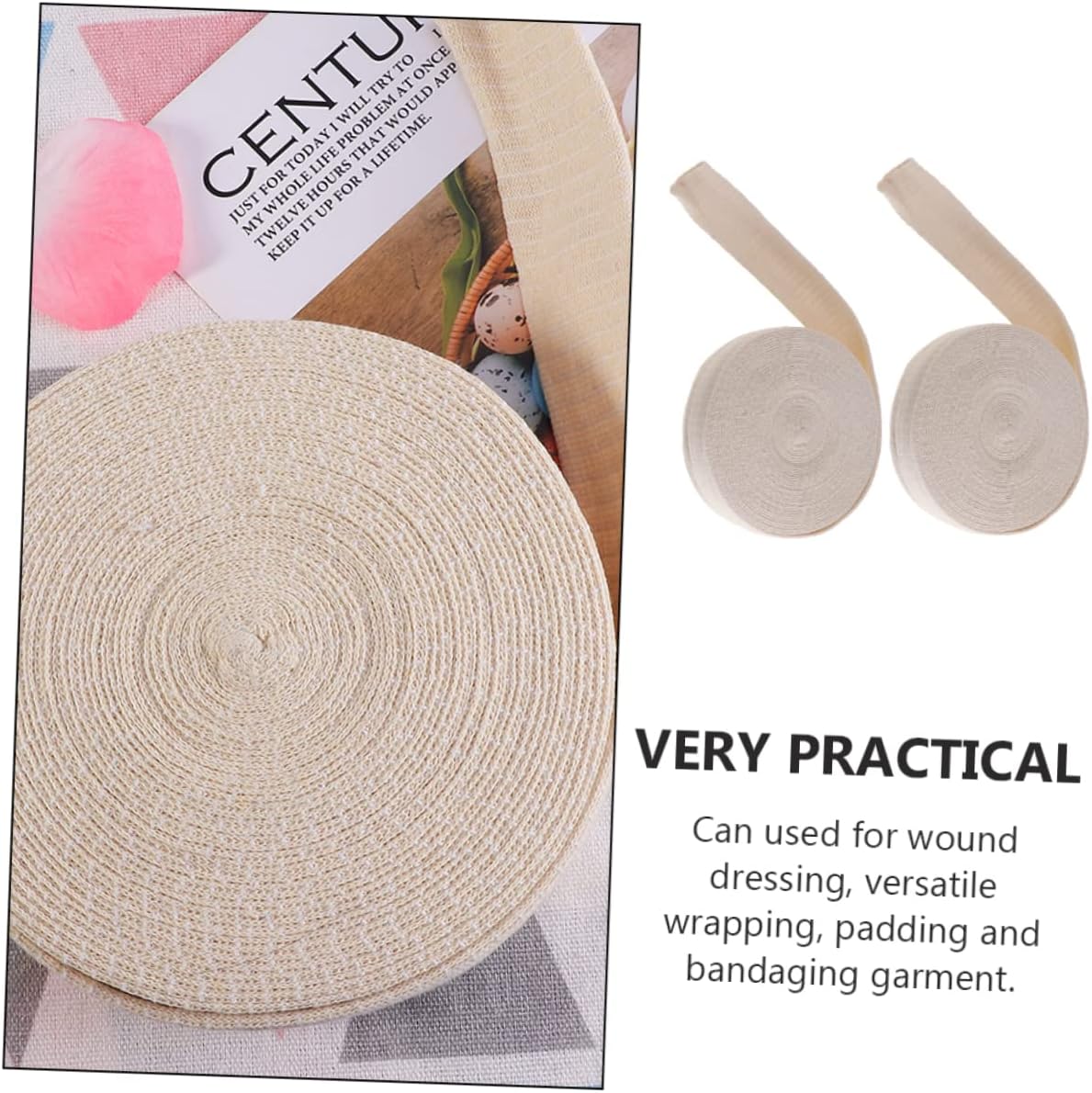 FRCOLOR 2rolls Elastic Cotton Stockinette Tubular Wrap Lightweight Breathable Bandage for Dressing Splinting and Injury Support for Arm and Leg Use