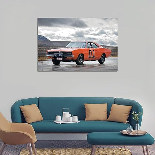 Miniatura 4 de Carros Dodge Charger General Lee Póster Pintura Decorativa Lienzo Arte de Pared Póster de Sala de Estar Dormitorio Pintura 16 x 24 pulgadas