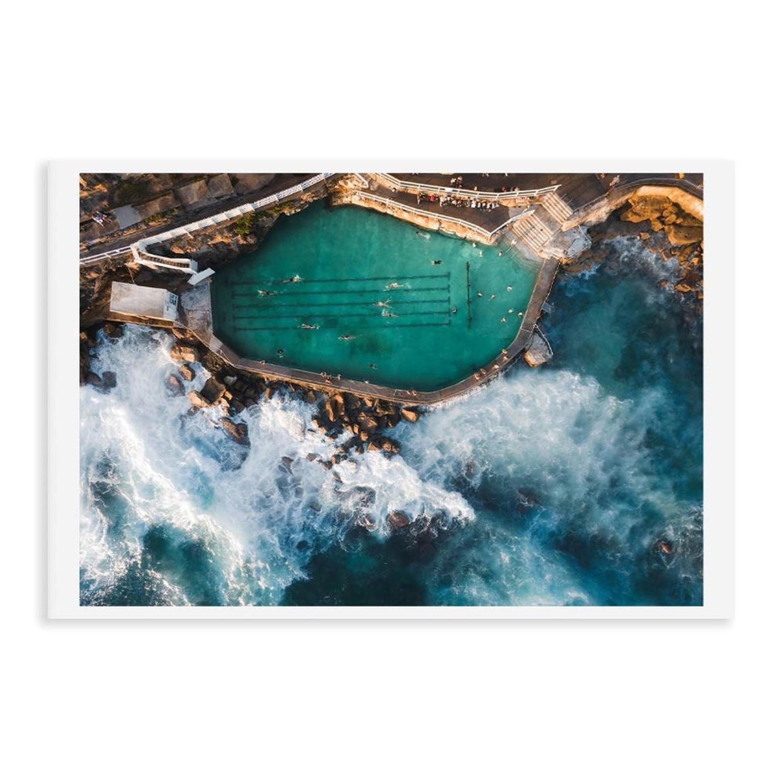 HEYANM Bronte Beach Aerial Print Sydney Ocean Pool Coastal Wall Art Canvas Poster Wall Art Paintings for Living Room Bedroom Decoration Unframe 16x24inch