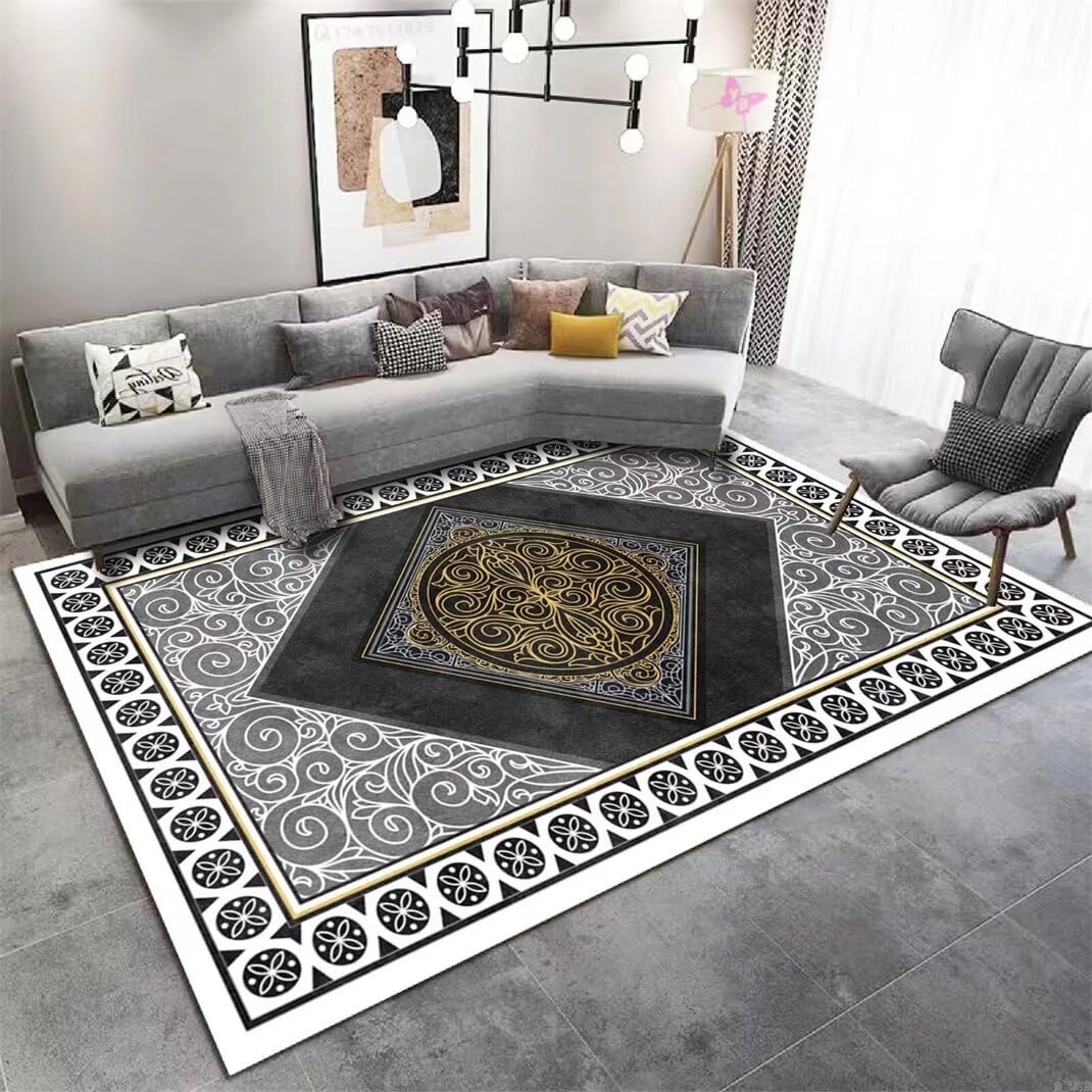 Tapis antidérapant gris 160x200cm lavable et résistant aux taches