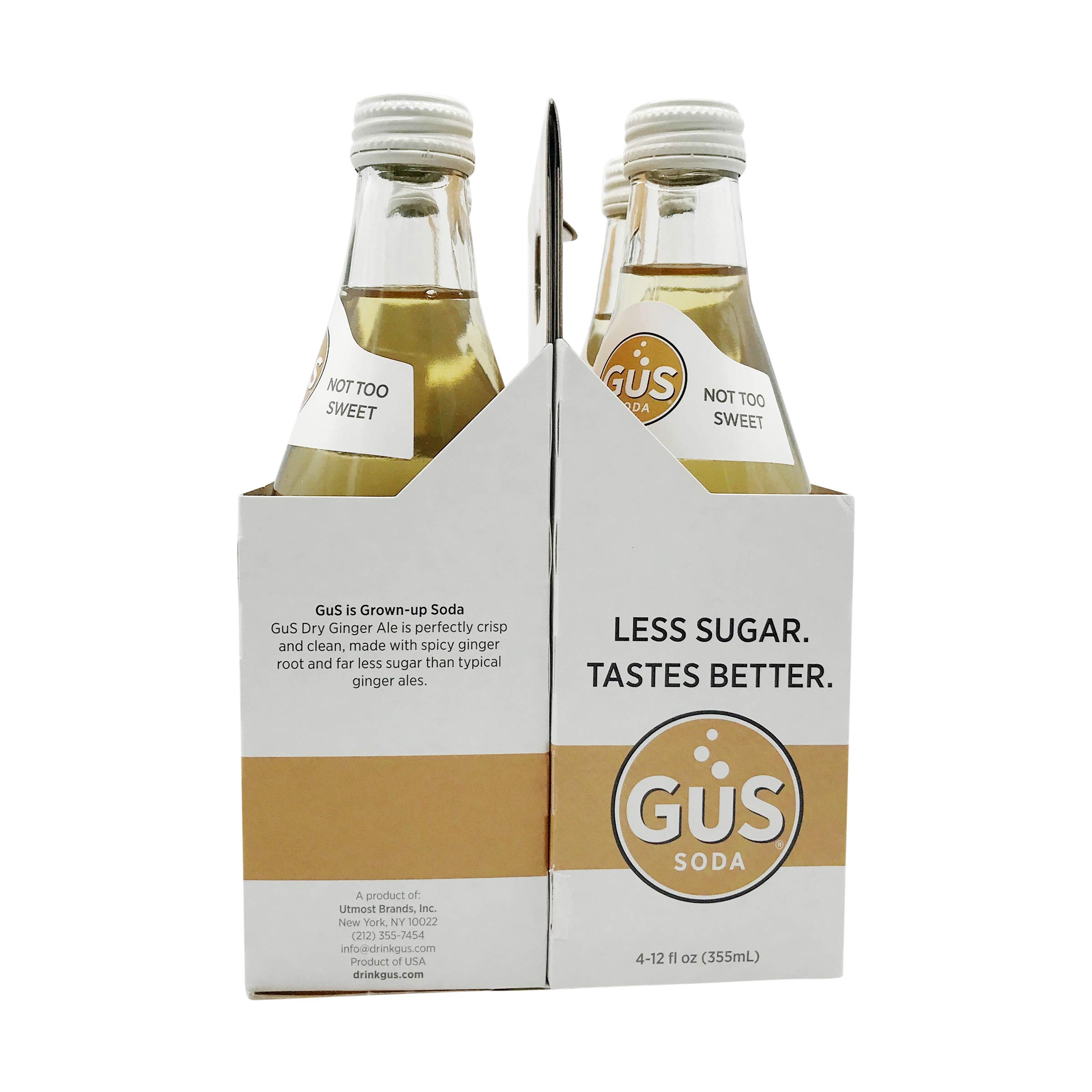 Gus GrownUp Soda Extra Dry Ginger Ale, Lightly Sweetened Ginger Ale