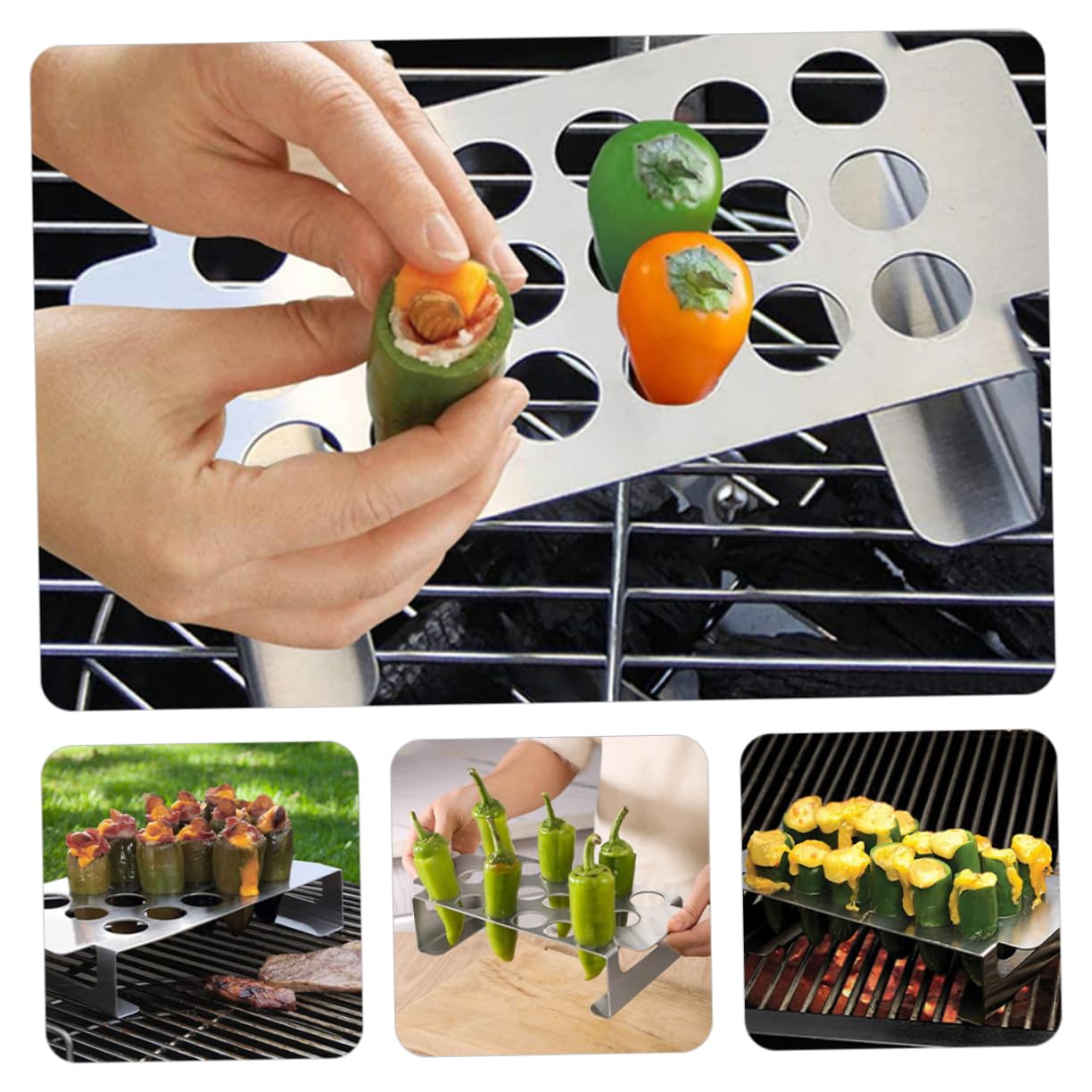Soporte con Acero de Pimienta Parrilla Inoxidable para Descorazonador Herramienta Multifuncional Barbacoa y Cocina, Adecuado para Muslos de Pollo
