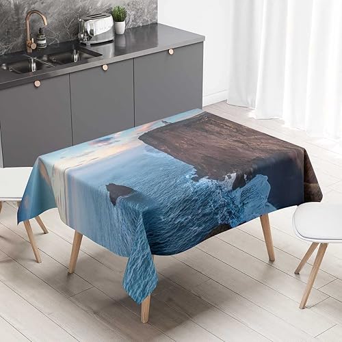 Mountain Peak Scenery Mantel para mesa rectangular de tela para fiestas de Navidad, 60 x 60 pulgadas