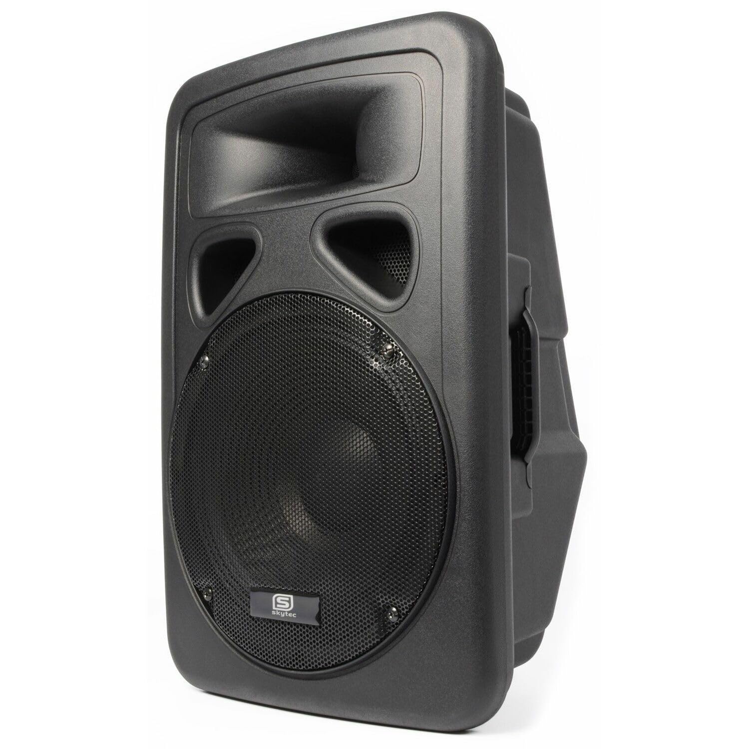 Skytec SP1200A Enceinte active 12" - 600 Watts puissance max, Boitier ABS solide avec poignées, Plug and Play, Entrées ligne et micro, Insert pour trépied, Idéal pour une utilisation mobile