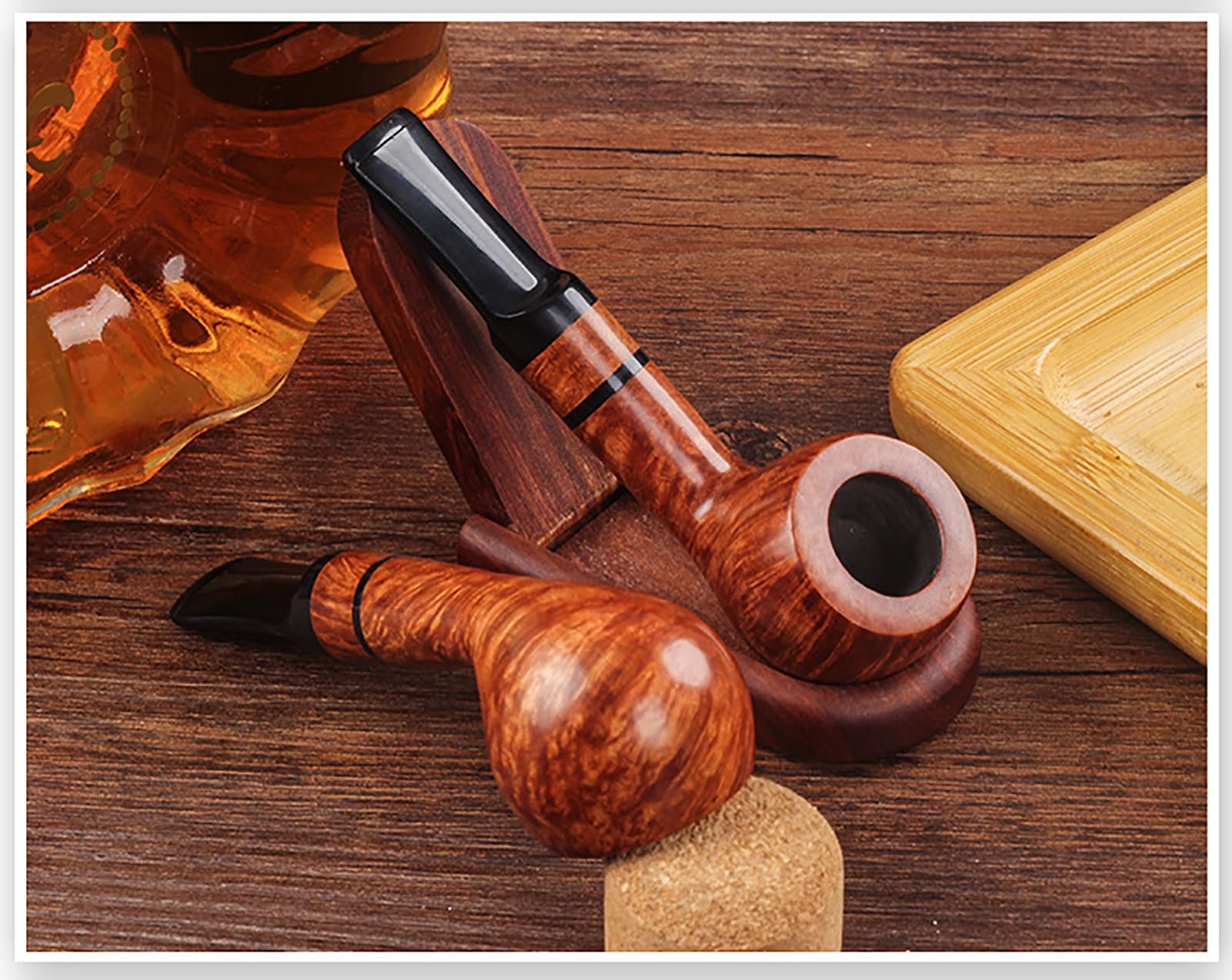 Pipa De Tabaco De Madera De Brezo Pipa Para Fumar Con Mango Corto Tallado A Mano Compatible Con Filtro De 8 Mm Mango Recto Regalo Para Abuelo, Esposo, Amigo, Coleccionista O Principiante