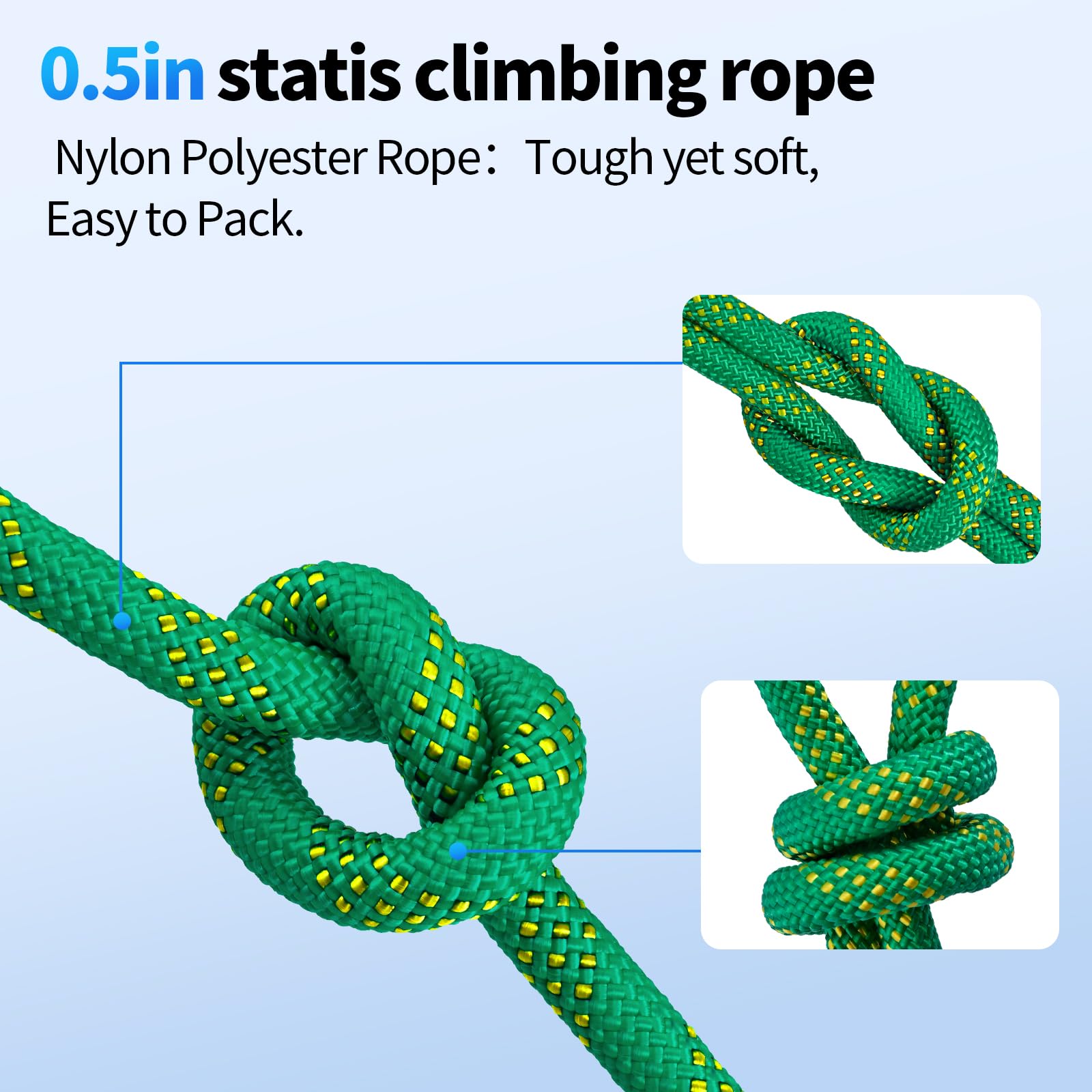 Corda da arrampicata resistente da 1,27 cm, per altalena, tiro, uso all'aperto e in palestra (verde)