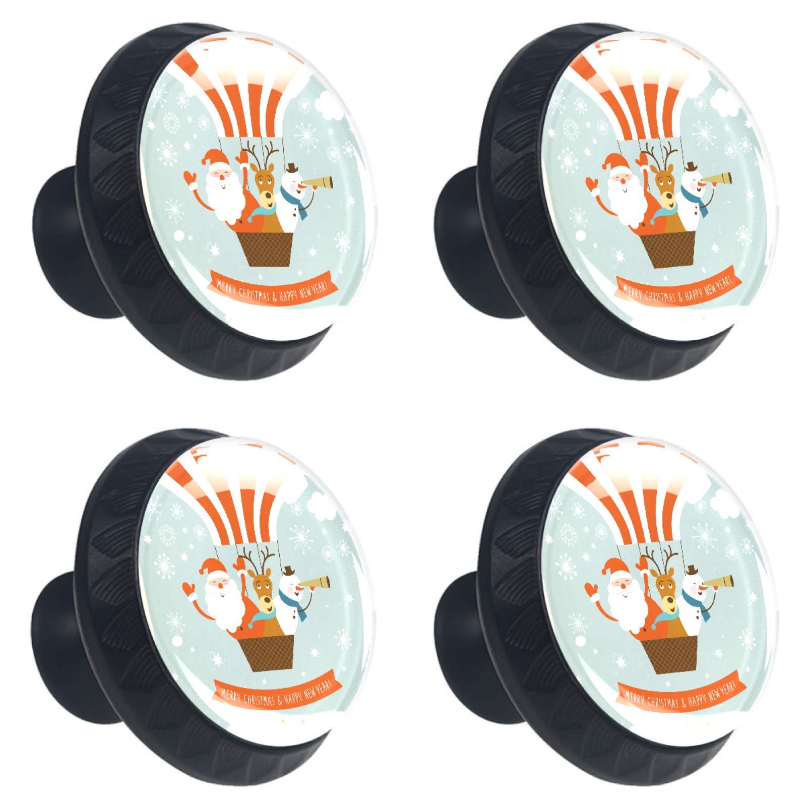 Boutons de tiroir Père Noël lot de 4 poignées design multicolore maison
