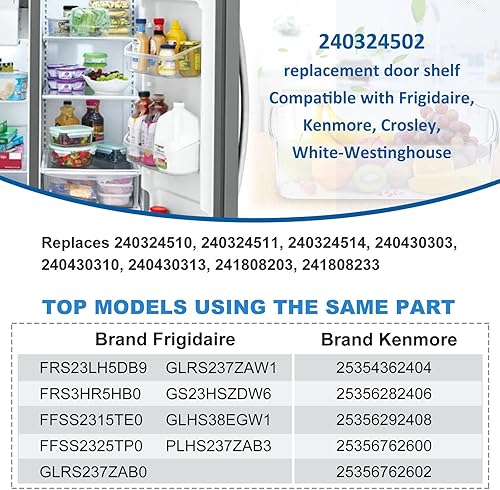 Miniatura 6 de Paquete de 2: estante de cubo de puerta mejorado 240324502 compatible con Frigidaire, Kenmore, Crosley Refrigerator, Replace 844402, 240430303,