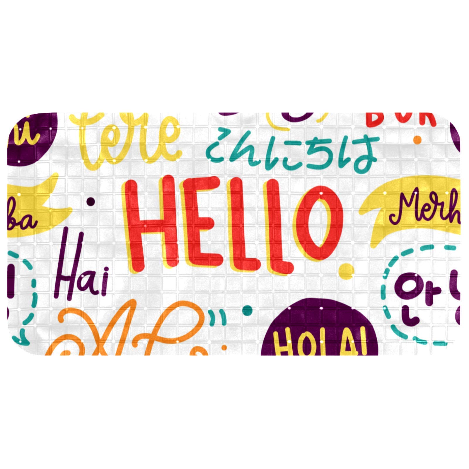 Tapis de bain antidérapant pour éviter les chutes design Hello Words Bennigiry
