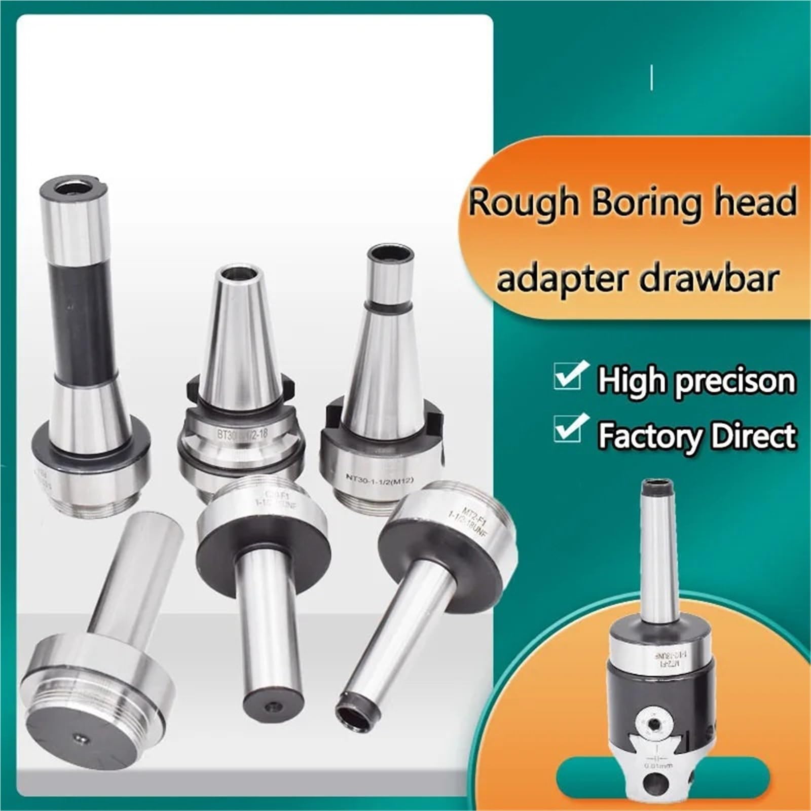 Lot de pinces à ressort 1 pièce - Outil de tête d'alésage F1 MT2 MT3 MT4 C20 C25 BT30 BT40 NT30 NT40 R8 - Tête d'alésage rugueuse - Porte-outils de fraisage (MT3-(M12))