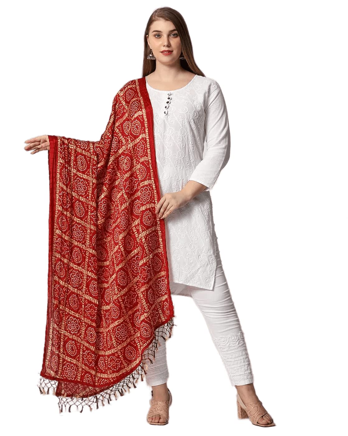 diamo Women Rajasthani Traditional Silk bandhej dupatta for Women/Girls-picture-43