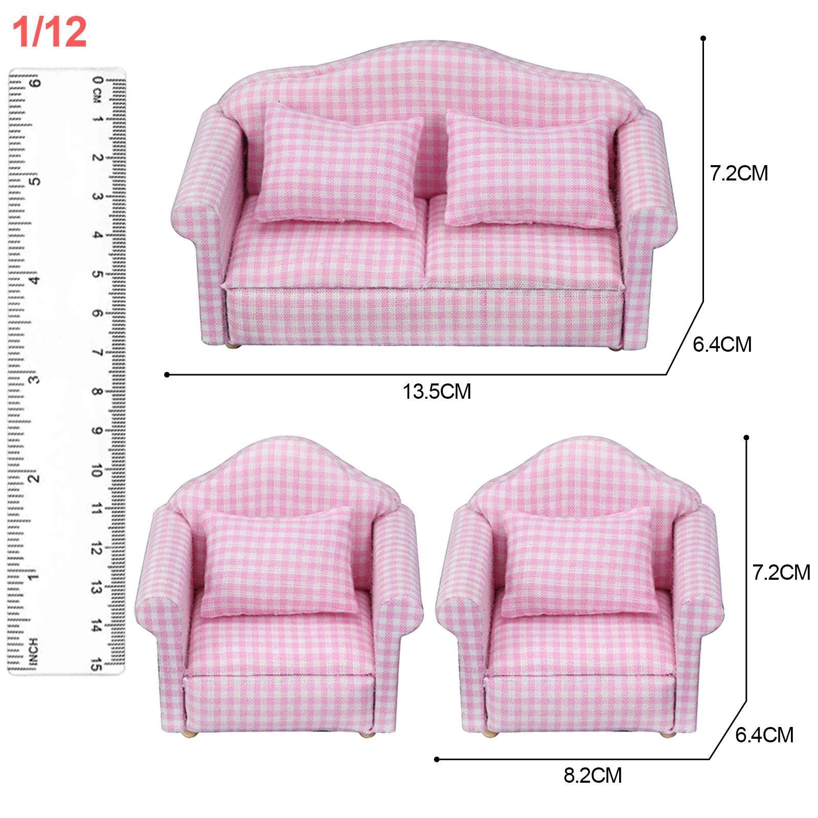 Sofá de Cuero para Casa de Muñecas, Sofá Miniatura, Sillón, Estilo Europeo, Accesorios, Asiento para Diseño de Habitación de Casa de Muñecas 1:12,