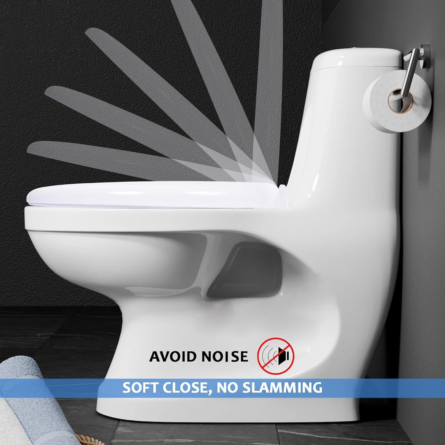 ELEGANT CASA Polypropylene Soft Closing Toilet Seat Cover/Western Toilet Seat Cover for Bathroom/Seat for Commode With Stable Hinges- Elongated Shape Design Colour (Glossy White)-1 Set - Image 8 thumbnail