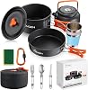 HOMGEN Camping Cooking Set Portable Camping Pots and Pans Set with Windshield Aluminium Camping Cookware Kit with Carrying Bag Lightweight Cooking Mess Kit Camping Cooking Equipment for 2-3 People