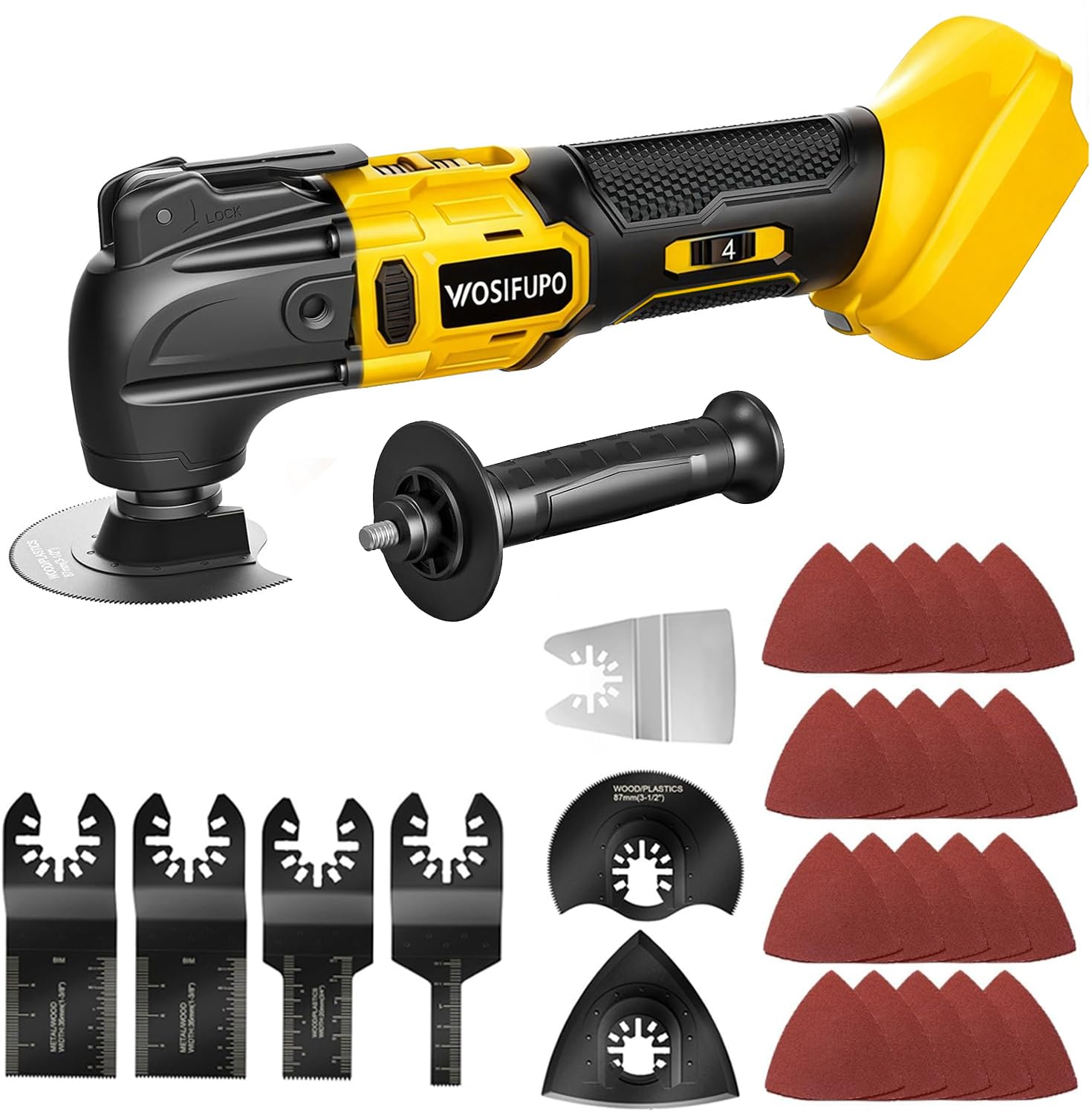 Cordless Oscillating Tool for Dewalt 20V Battery,6 Variable Speed Brushless-Motor Tool,30Pcs Oscillating Multi Tool Kit for Cutting Wood Drywall Nails Remove Grout & Sanding