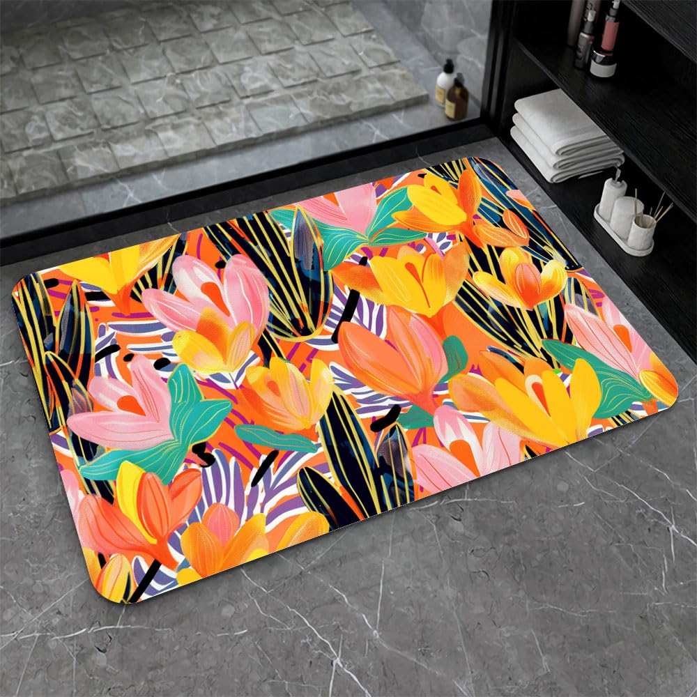 Tapis de bain diatomite marbre rose pour une routine matinale au sec et design