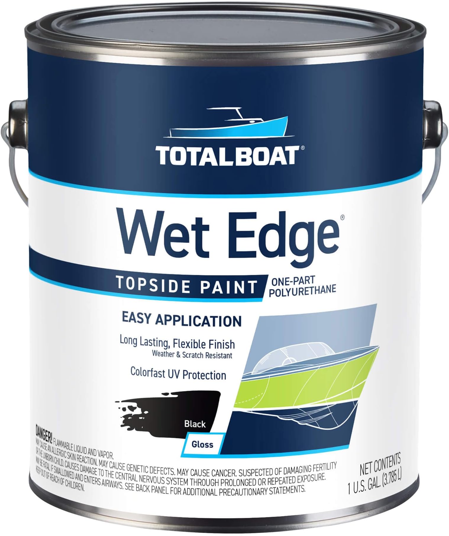 TotalBoat Wet Edge Marine Topside Paint for Boats, Fiberglass, and Wood (Black, Gallon), 1 Gallon (Pack of 1)