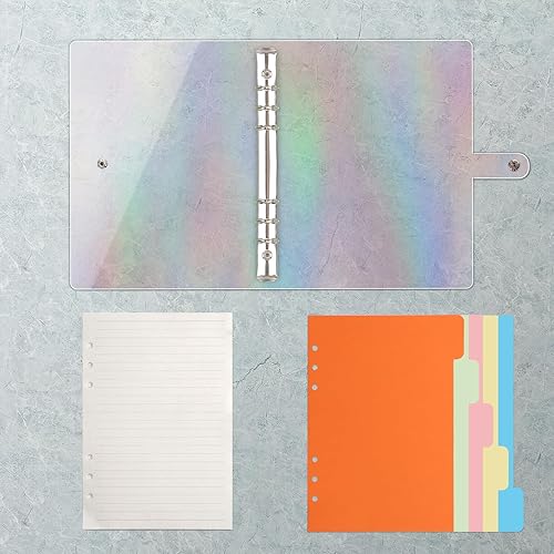Miniatura 6 de FYY Carpeta transparente A5 con 6 anillas  Carpeta transparente A5 hojas sueltas, cubierta transparente, de plástico, carpeta A5 recargable con 45