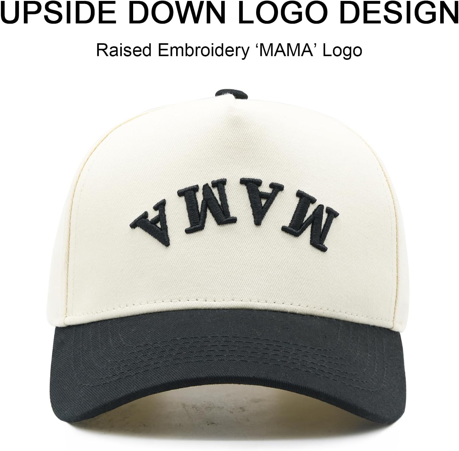 Waldeal Upside Down Mama Trucker Hats for Women, Adjustable Mom Baseball Cap Two Tone Snapback Cap, Christmas Birthday Gifts - Image 2