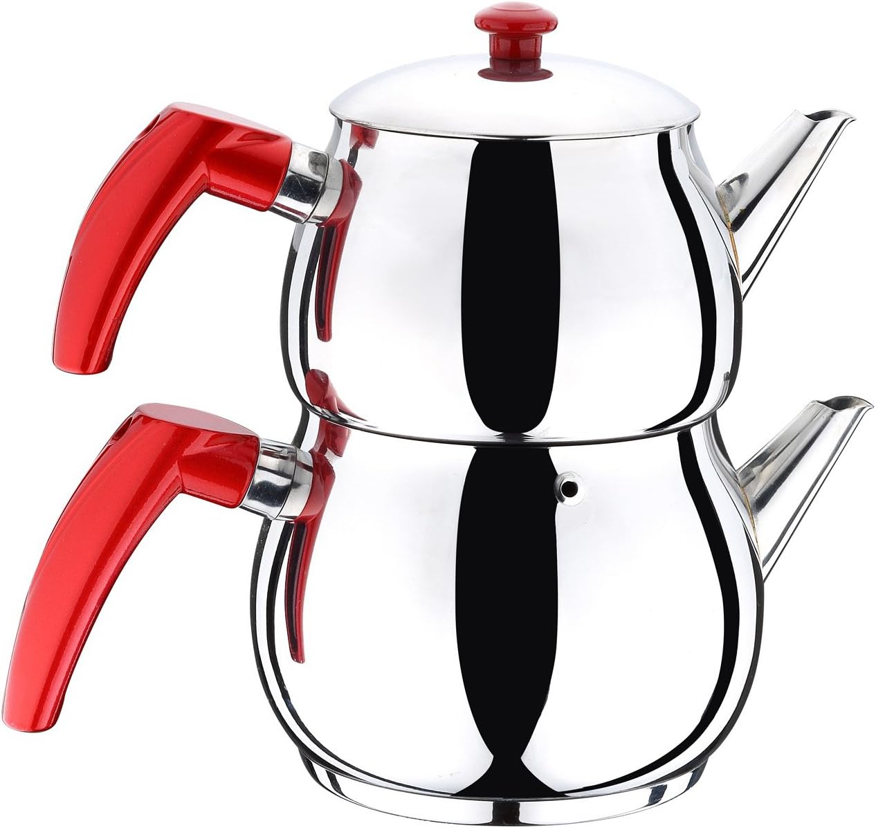 Turkish Tea Pot Traditional Style Stainless Steel-Caydanlik Double Kettle With Free 100 gr Turkish Black Tea
