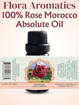 Flora Aromatics Rose Morocco Absolute Oil, 100% Pure Therapeutic Grade (Undiluted Natural) 0.33 FL.OZ / 10ml