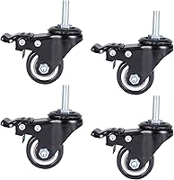 Vista 1 de Pyle EEUU - Rueda giratoria resistente con vástago roscado M8x25 y freno, gira 360 grados, bueno para transporte, muebles ligeros, funciona