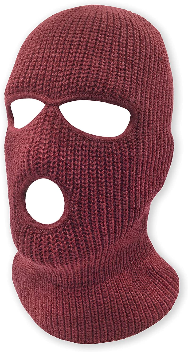 3-Hole Knitted Full Face Ski Mask Winter Balaclava – Face Cover for Outdoor Sports