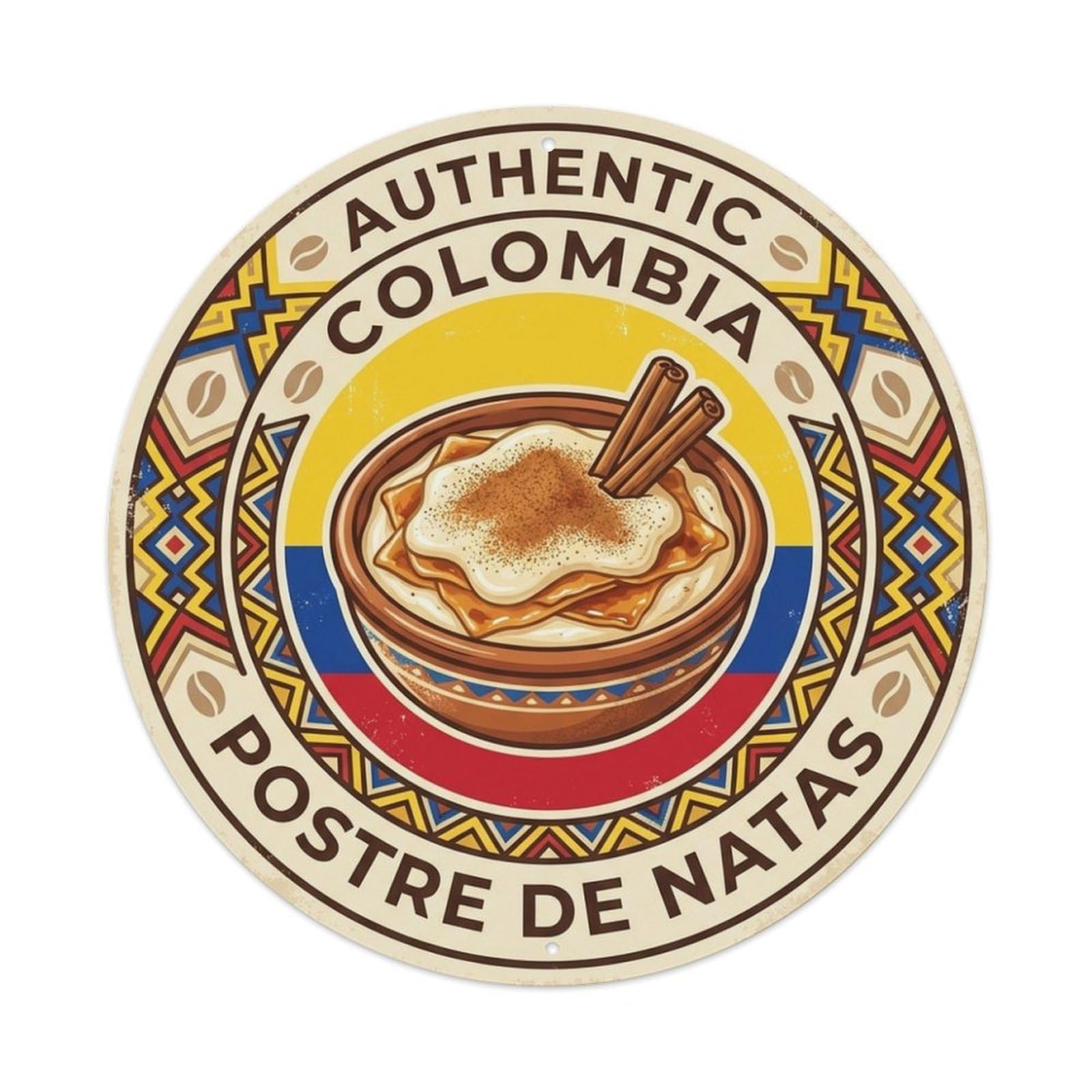 Olhnbad Style Colombia Travel Postre De Natas Dessert Cuisine Metal Tin Sign