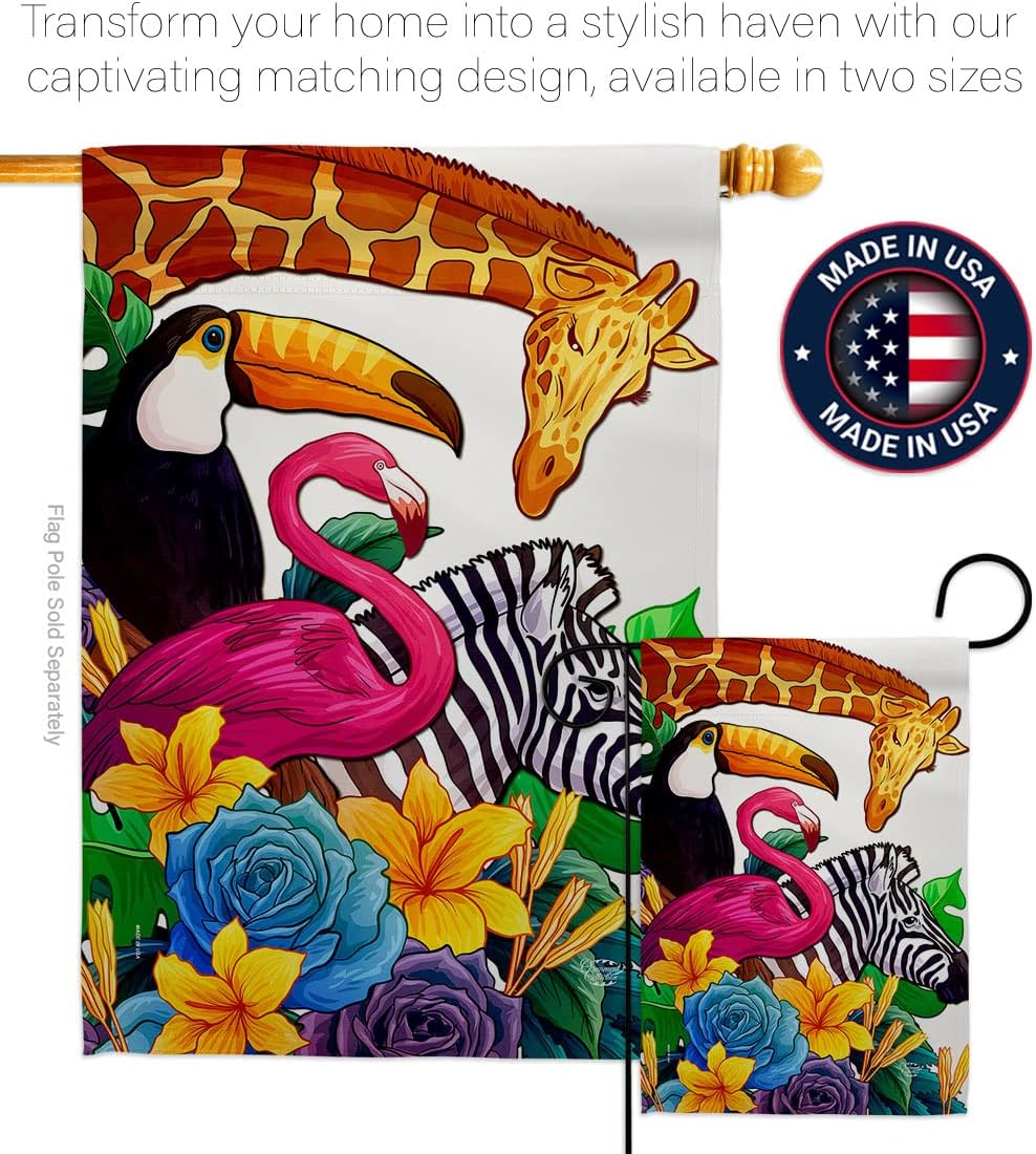 Zoo House Flag Barnyard Cow Horse Rooster Farmhouse Pet Nature Farm Animal Creature Decoration Banner Small Garden Yard Gift Double-Sided, Made in USA