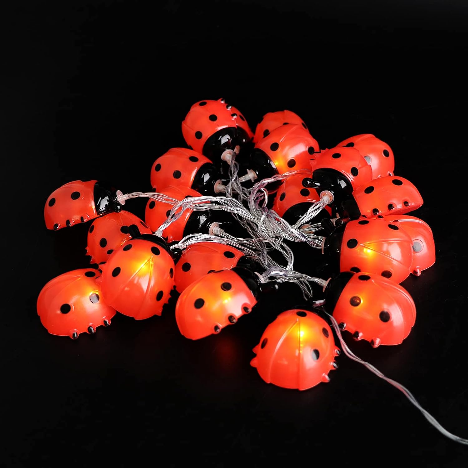Uonlytech Ladybugs Fairy String Lights Waterproof 20 LEDs String Lights for Indoor Outdoor Garden Bedroom Birthday Party Decoration Supplies Without Batteries