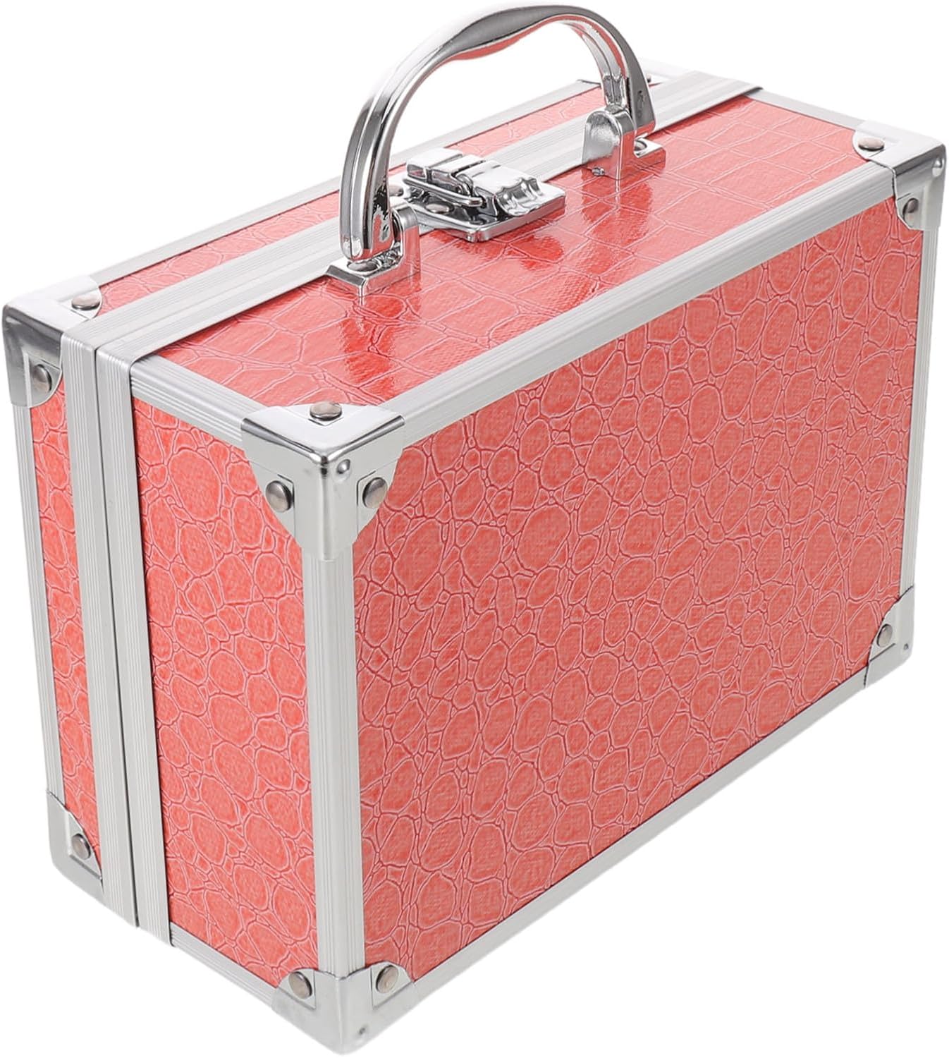 Aluminum Alloy Makeup Train Case with Mirror and Locks, Hard Cosmetic Storage Box Portable Tool Organizer for Travel and Beauty Accessories