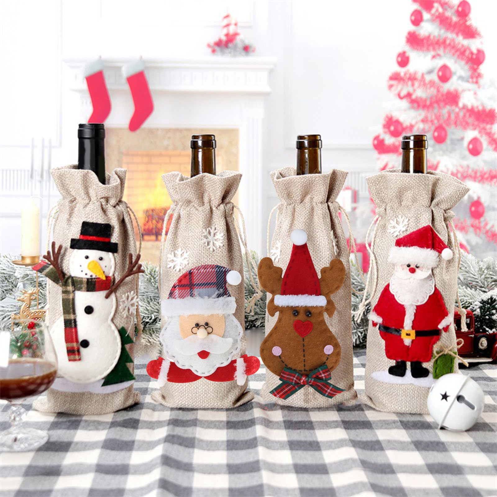 BOTTIGLIA DI VINO Coperchio Della Sacchetti Regalo Bottiglie Borsa EUR - Foto 5