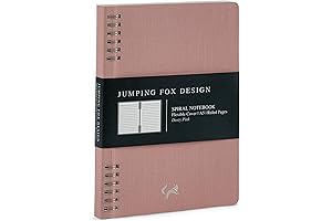 JUMPING FOX DESIGN College Ruled Spiral Notebook Journal, Linen Fabric Flexible Cover,...